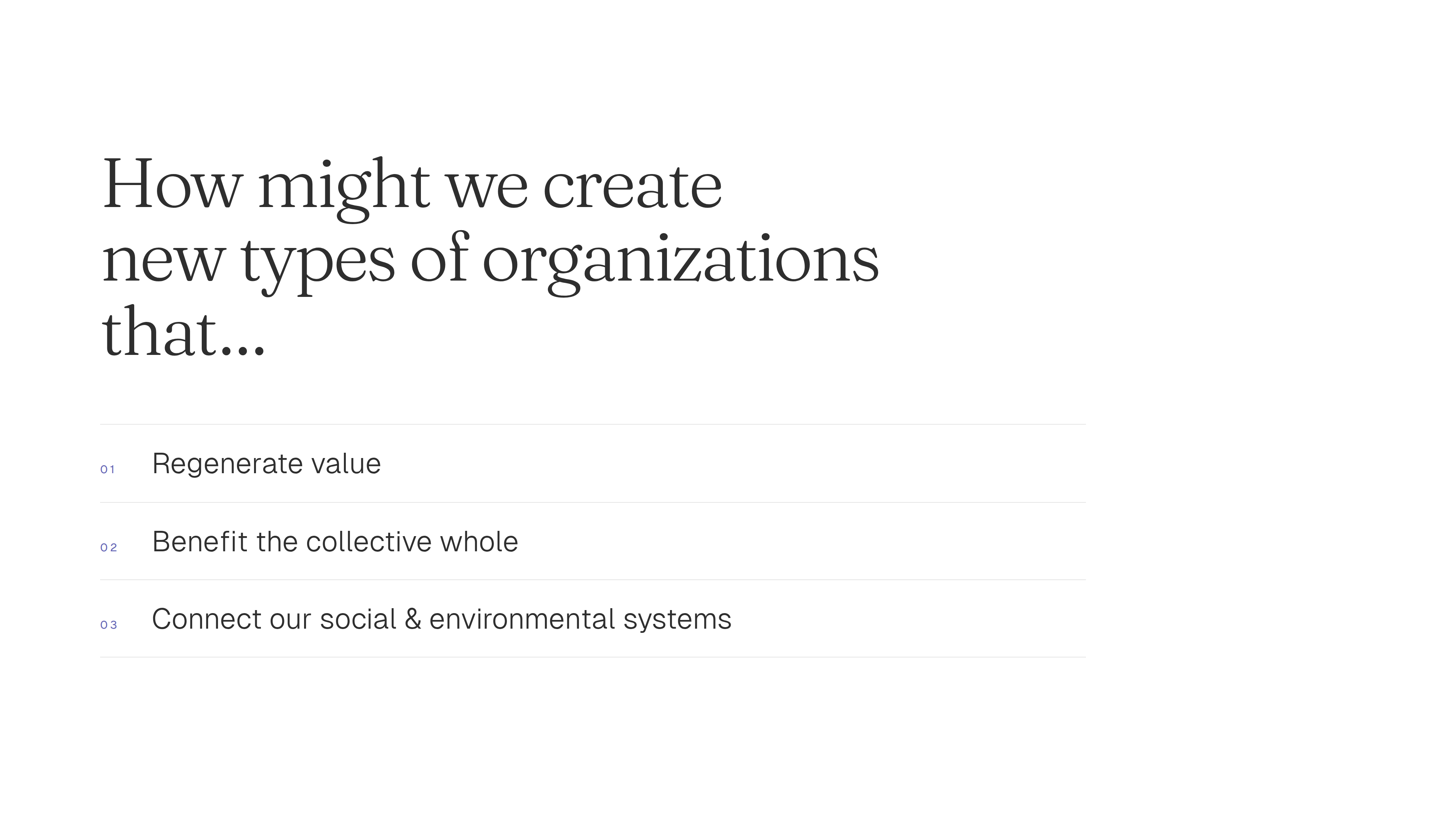 NEW INC workshop slide — How might we create new types of organizations
